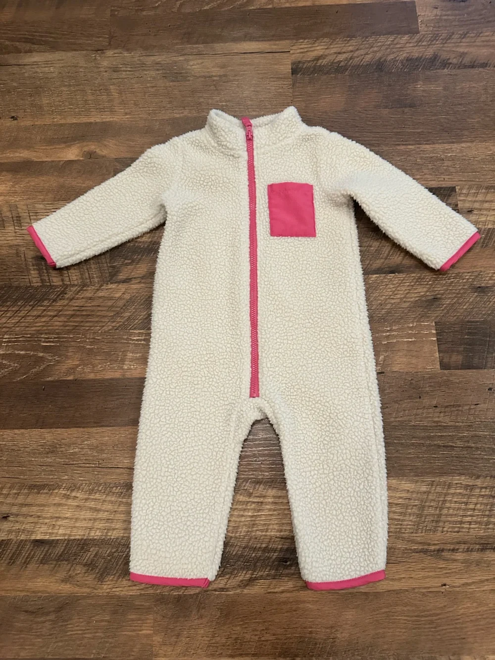 CARTER’S Baby Girl Fleece Long-Sleeve Jumpsuit Cream/Pink - 6-9 Months